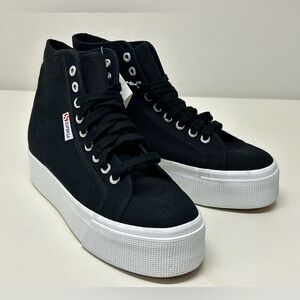 Men’s 6 Women’s 7.5 Superga Platform High Top Vulcanized Natural Rubber Shoes